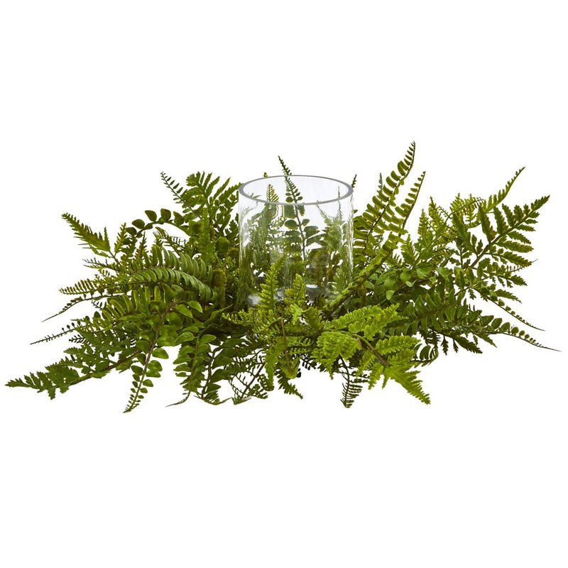 Mixed Fern Artificial Arrangement Candelabrum Default Title