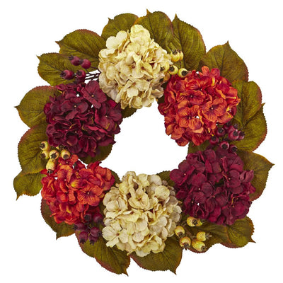 20” Hydrangea Berry Artificial Wreath Default Title