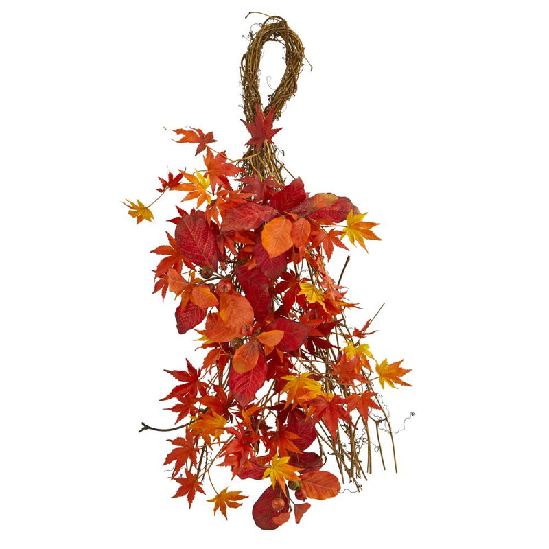 26” Mixed Japanese Maple, Magnolia Leaf and Berries Artificial Teardrop Default Title