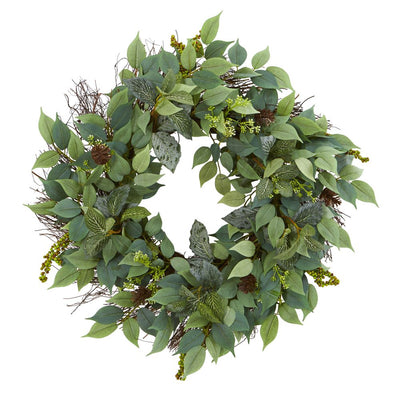 23” Mix Royal Ruscus, Fittonia and Berries Artificial Wreath Default Title