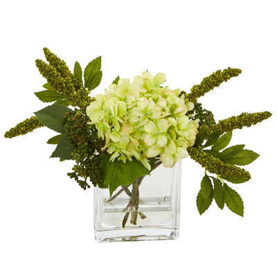 Hydrangea Artificial Arrangement in Vase (Set of 2) Default Title