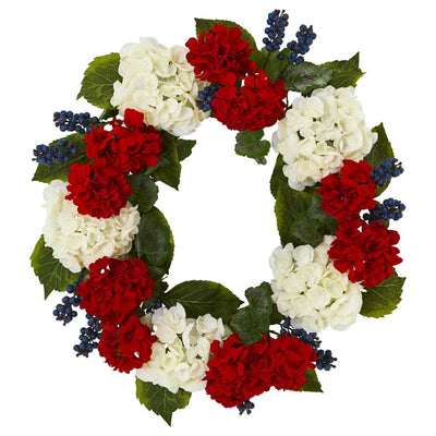 21” Geranium and Blue Berry Artificial Wreath Default Title