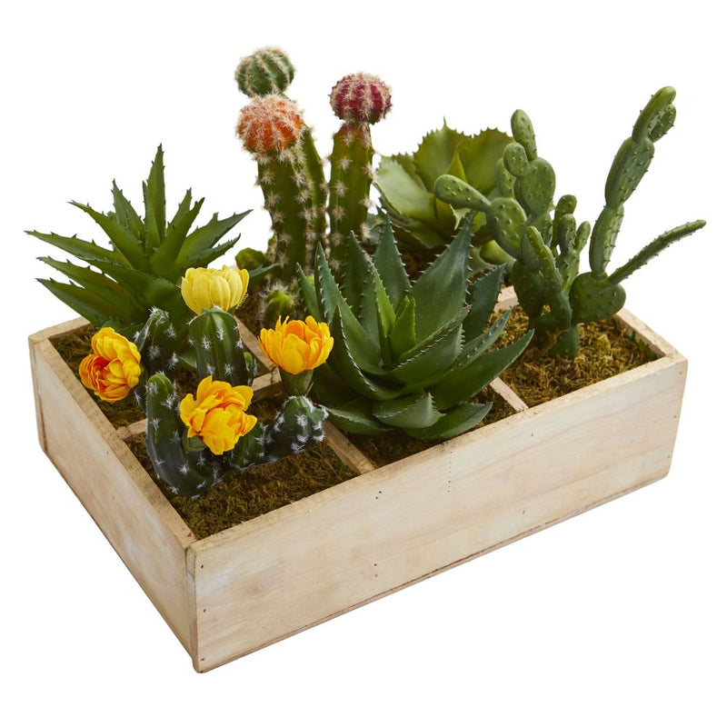 11” Mixed Succulent Garden in Tray Artificial Plant Default Title