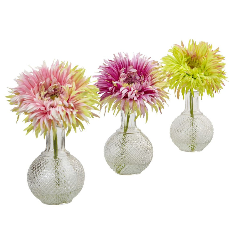 Daisy with Glass Vase (Set of 3) Default Title