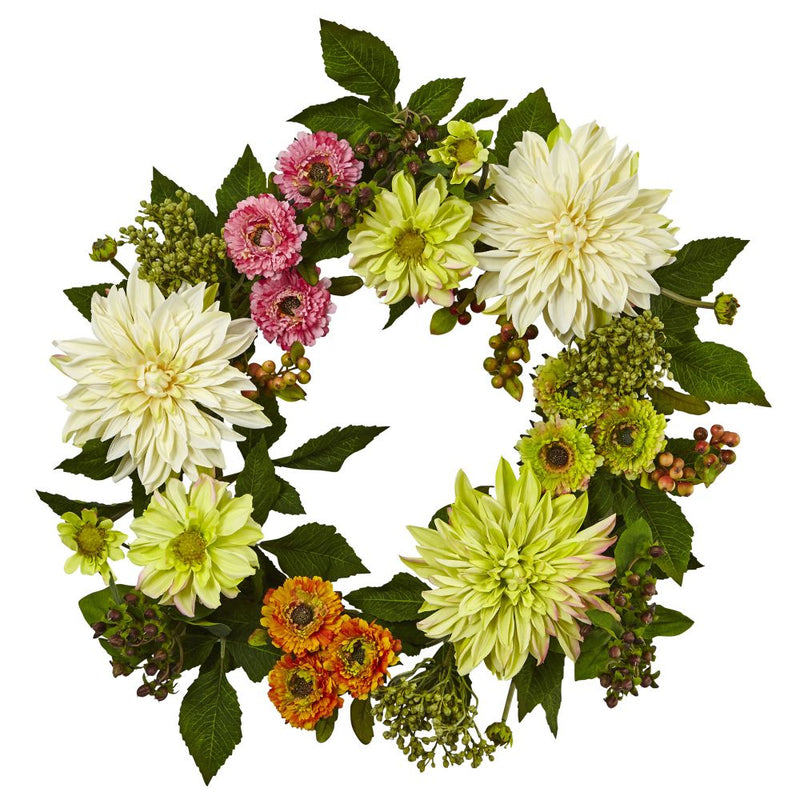 22” Dahlia Mum Wreath Default Title