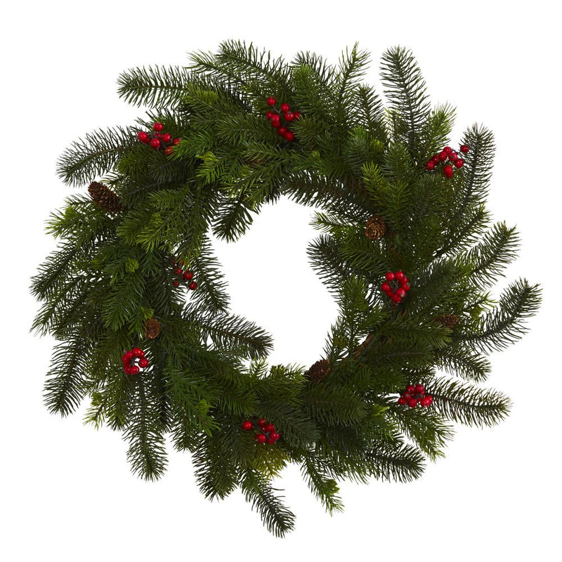 24" Pine and Berry Wreath Default Title