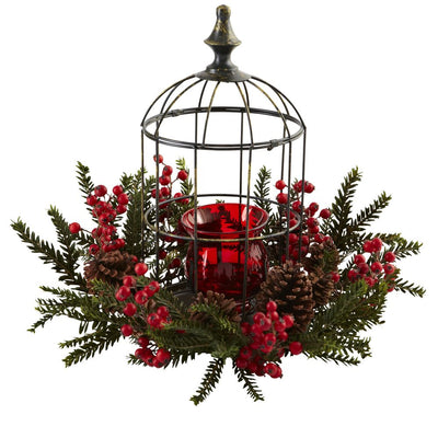 Pine Berry Birdhouse Candelabrum Default Title