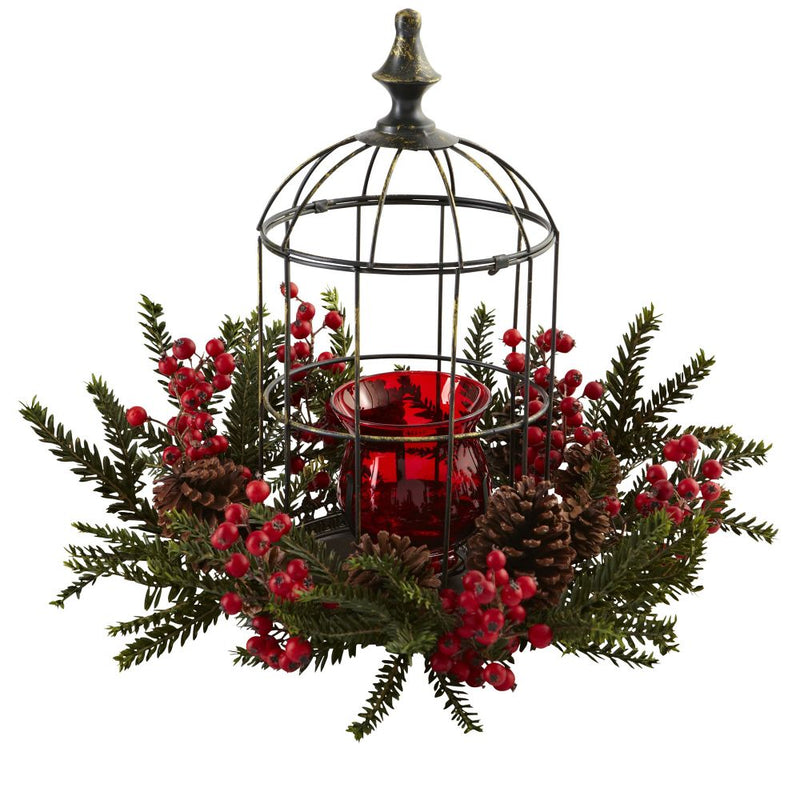 Pine Berry Birdhouse Candelabrum Default Title