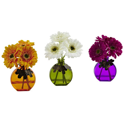 Gerber Daisy w/Colored Vase (Set of 3) Default Title