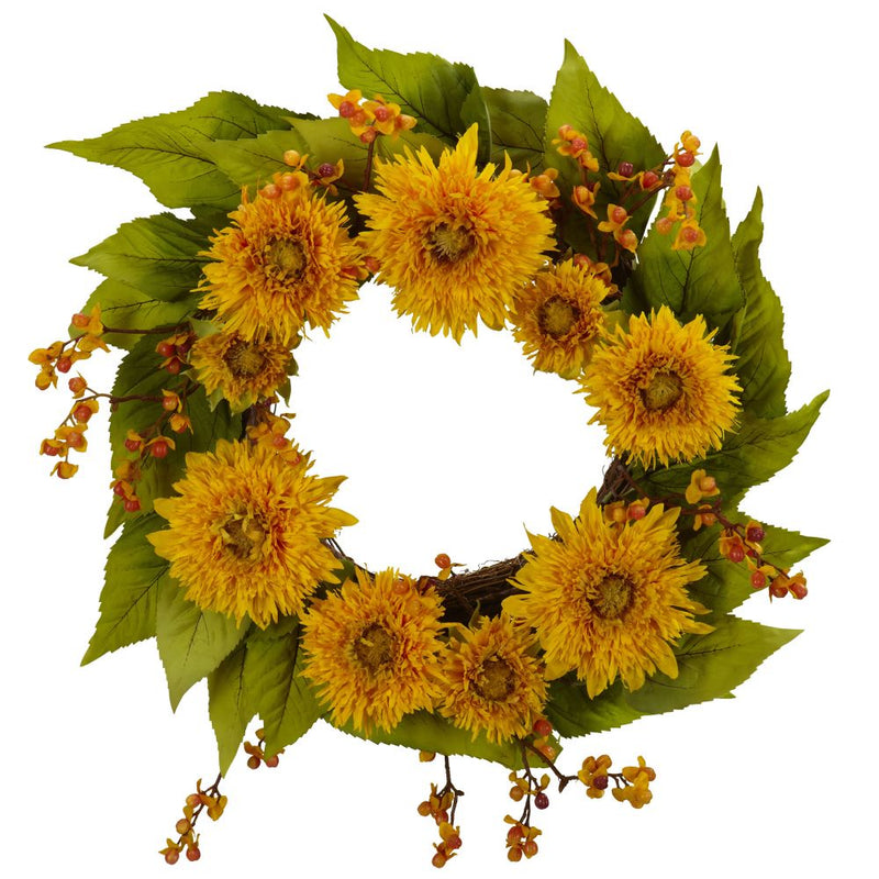 22" Golden Sunflower Wreath Default Title