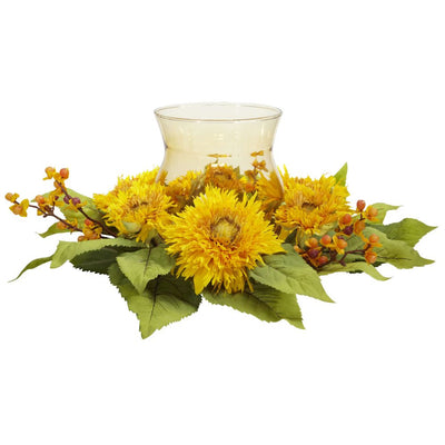 Golden Sunflower Candelabrum Silk Flower Arrangement Default Title