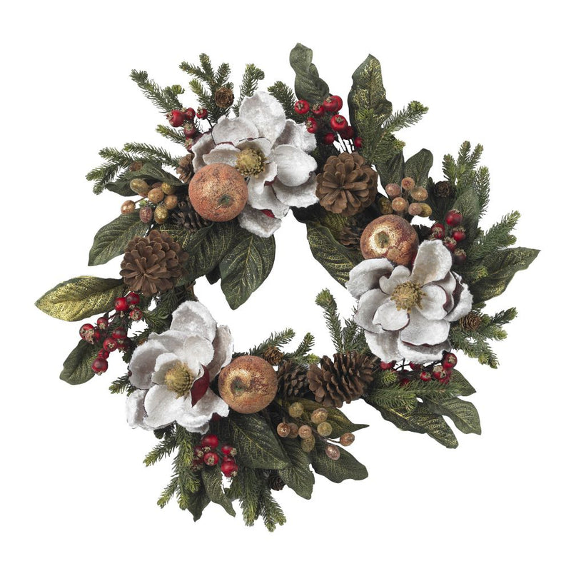 24" Magnolia Pinecone & Berry Wreath Default Title