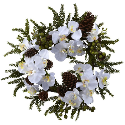 22” Phalaenopsis & Pine Wreath Default Title