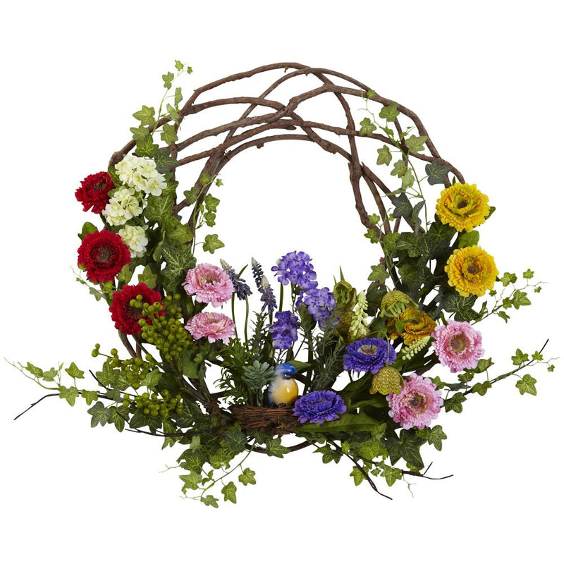 22” Spring Floral Wreath Default Title