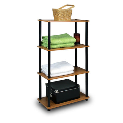 4-Tier Storage Shelf Display Rack Bookcase in Cherry Finish