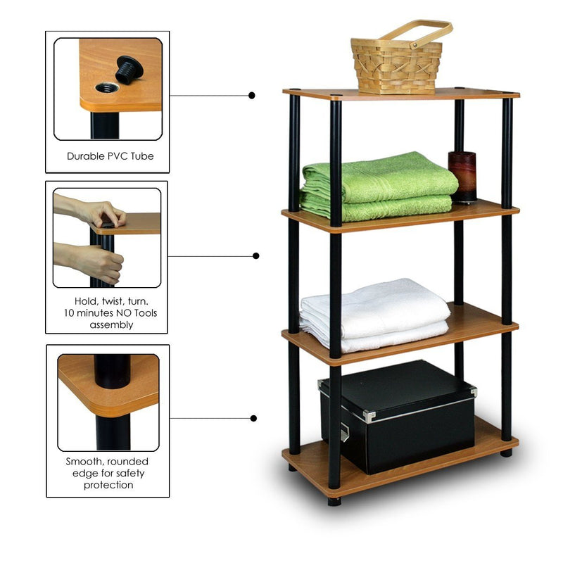 4-Tier Storage Shelf Display Rack Bookcase in Cherry Finish