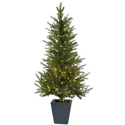 4.5' Christmas Tree w/Clear Lights & Decorative Planter Default Title