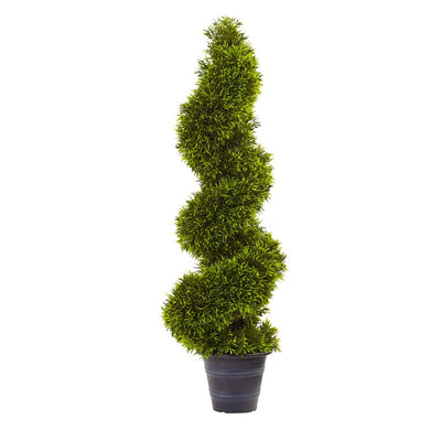 3' Grass Spiral Topiary w/Deco Planter Default Title