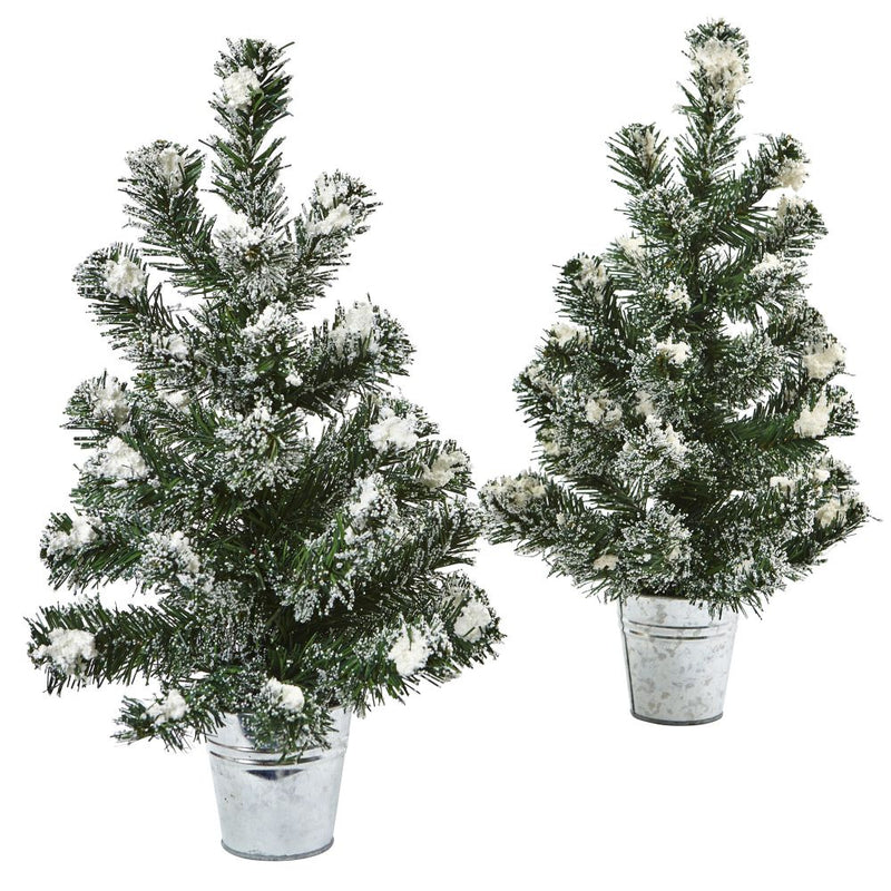 Snowy Pine Tree with Tin (Set of 2) Default Title