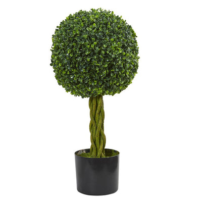 2' Boxwood Ball with Woven Trunk Artificial Tree UV Resistant (Indoor/Outdoor) Default Title