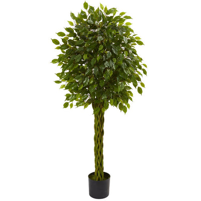 5' Ficus Artificial Tree with Woven Trunk UV Resistant (Indoor/Outdoor) Default Title