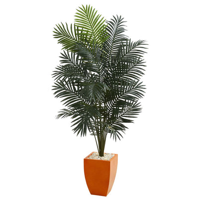 6.5’ Paradise Artificial Palm Tree in Orange Planter Default Title