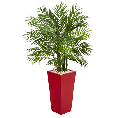 4.5' Areca Plam Artificial Tree in Red Planter Default Title