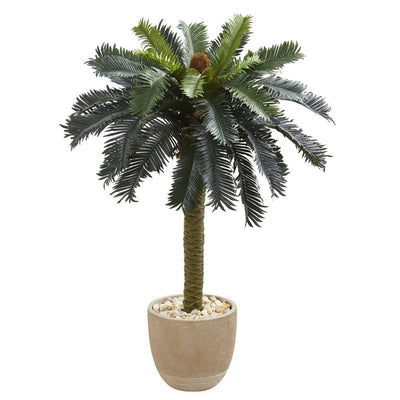 3.5' Sago Palm Artificial Tree in Sandstone Planter Default Title