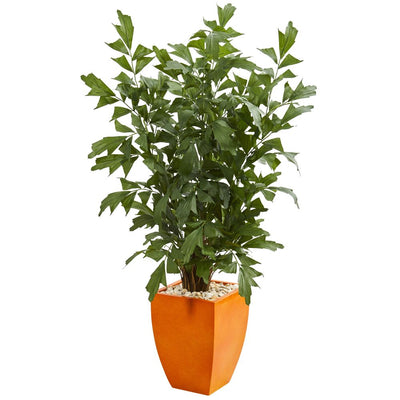 5' Fishtail Artificial Palm Tree in Orange Planter Default Title