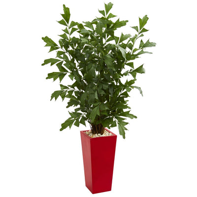 4.5' Fishtail Artificial Palm Tree in Red Planter Default Title