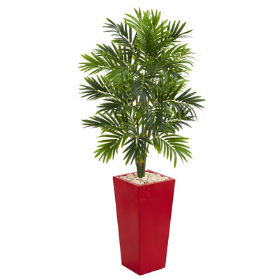 4.5' Areca Artificial Palm Tree in Red Planter Default Title