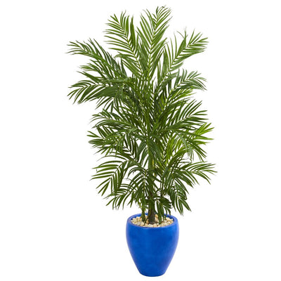 5.5' Areca Palm Artificial Tree in Blue Planter Default Title