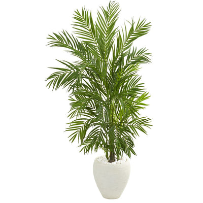 5' Areca Palm Artificial Tree in White Planter Default Title