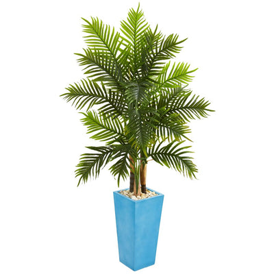 5.5' Areca Palm Artificial Tree in Turquoise Planter (Real Touch) Default Title