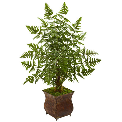 Ruffle Fern Artificial Palm Tree in Metal Planter Default Title