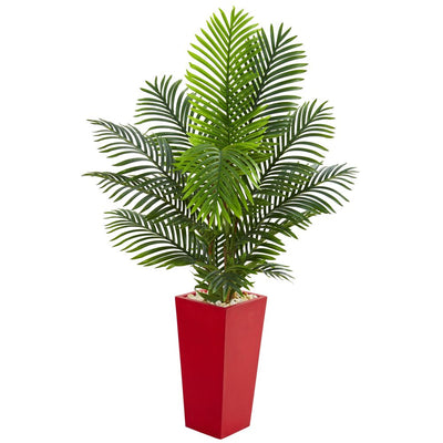 5' Paradise Palm Artificial Tree in Red Planter Default Title