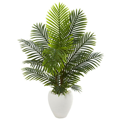 4.5' Paradise Palm Artificial Tree in White Planter Default Title