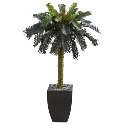 4.5' Sago Artificial Palm Tree in Black Planter Default Title