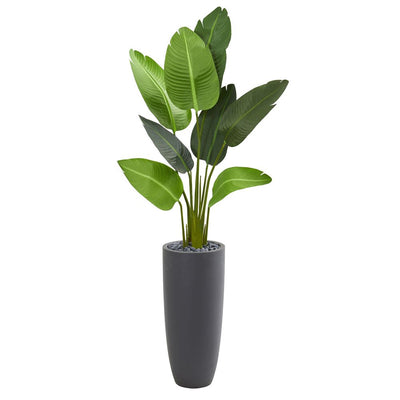 5.5' Traveler's Palm Artificial Tree in Gray Planter Default Title