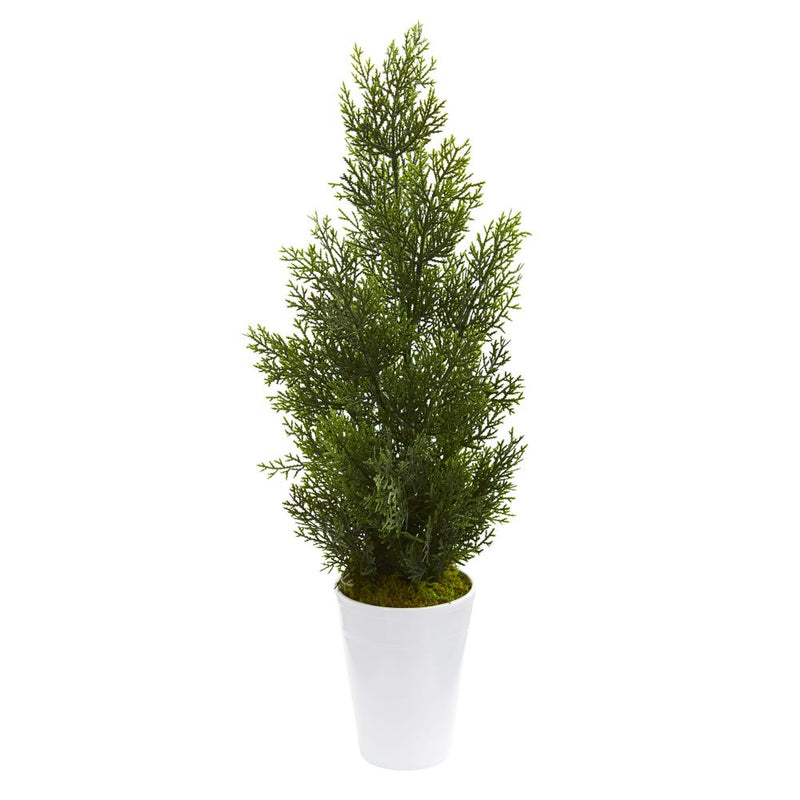 27” Mini Cedar Artificial Pine Tree in Decorative Planter (Indoor/Outdoor) Default Title