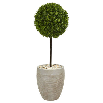 3’ Boxwood Ball Topiary Artificial Tree in Oval Planter UV Resistant (Indoor/Outdoor) Default Title