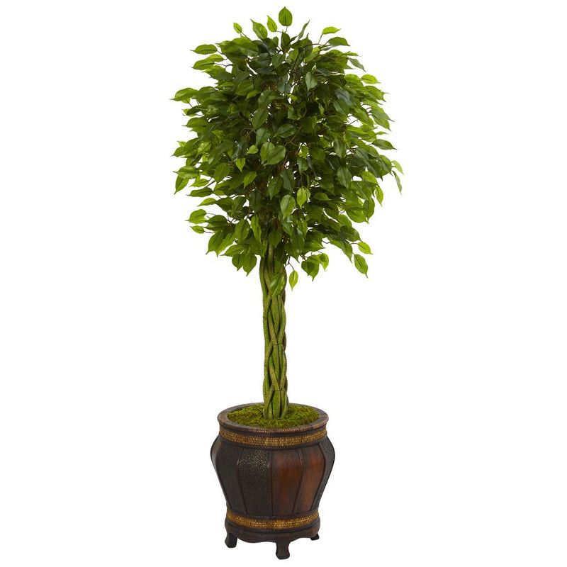 4.5’ Braided Ficus Artificial Tree in Planter UV Resistant (Indoor/Outdoor) Default Title