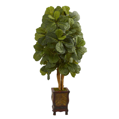 4.5’ Fiddle Leaf Artificial Tree in Decorative Planter Default Title