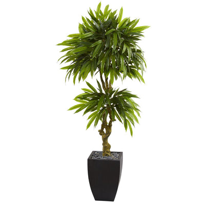 5.5’ Mango Artificial Tree in Black Wash Planter UV Resistant (Indoor/Outdoor) Default Title