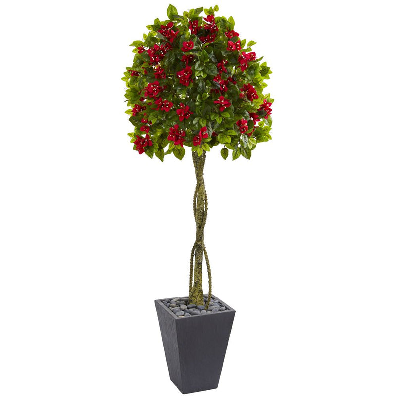 6’ Bougainvillea Artificial Tree in Slate Planter Default Title