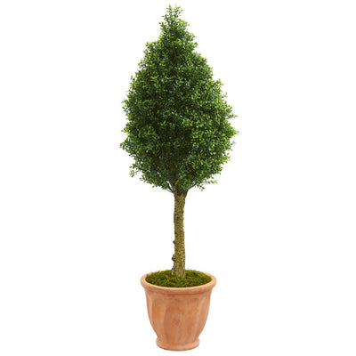 4’ Boxwood Cone Artificial Tree in Terracotta Planter UV Resistant (Indoor/Outdoor) Default Title