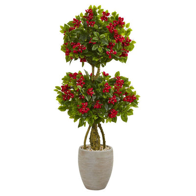 4.5’ Double Bougainvillea Topiary Artificial Tree in Oval Planter Default Title