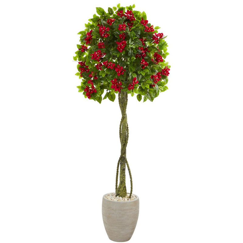 5.5’ Bougainvillea Topiary Artificial Tree in Sand Colored Planter Default Title