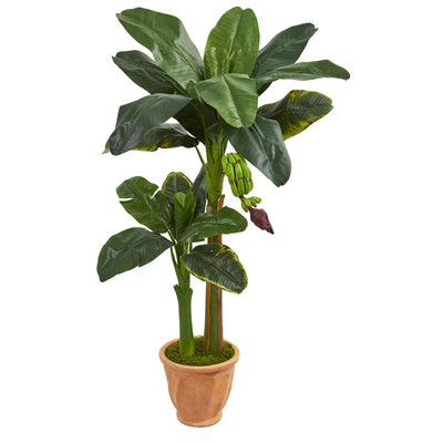 5’ Double Stalk Banana Artificial Tree in Terracotta Planter Default Title