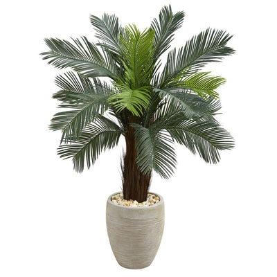 4.5’ Cycas Artificial Tree in Oval Planter UV Resistant (Indoor/Outdoor) Default Title